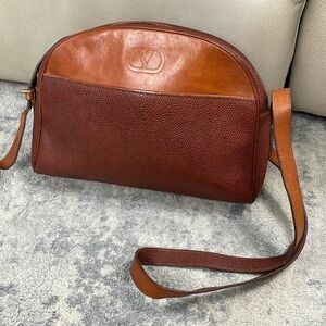 Vintage Valentino Garavani Dome Bowler Crossbody Bag Honey Brown Leather